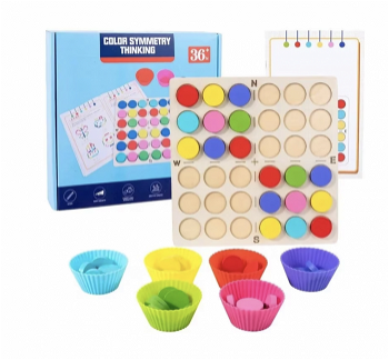 Joc Montessori cu jetoane colorate de logica, memorie si asociere simetrica, Krista