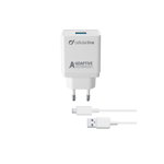 Set Incarcator Retea Cellularline QC 3.0 15W+Cablu Date Micro Usb 1m Alb, Cellularline