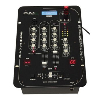 Mixer Profesional pentru 5 canale, Modular, BPM Digital, 2X USB, SD, Ibiza Sound DJ7744USB, Ibiza Sound