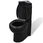 Vas toaleta din ceramica vidaXL, 37 x 68 x 78 cm, WC baie de colt, negru