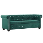 Canapea Chesterfield 3 locuri, catifea, negru, 199 x 75 x 72 cm, VidaXL