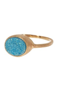 Bijuterii Femei Rivka Friedman 18K Gold Clad Aqua Blue Druzy Quartz Satin Oval Ring 18k Gold Clad