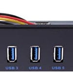 Hub panou frontal USB 3.0 Gernian, 19 PINI, ABS/metal, negru/albastru, 8 cm, 7 porturi