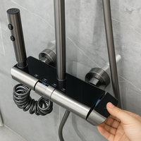 Set Coloana Dus Premium, 4 Functii, Butoane Piano, Tip Ploaie Relaxanta, Design Modern, Negru, Tenq.ro