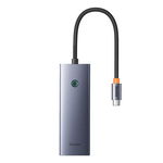 Hub Baseus UltraJoy Lite, 4 Porturi USB 3.0, RJ45, Tehnologie BCT (Gri), BASEUS