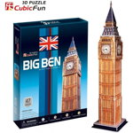 Puzzle 3D Cubic Fun - Big Ben, 47 piese (Cubic-Fun-C094H), Cubic Fun