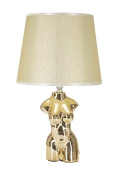 Lampa de masa, Glam Woman, Mauro Ferretti, 1 x E27, 40W, Ø25 x 42.5 cm, ceramica/fier/textil, auriu, Mauro Ferretti