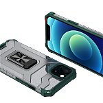 Carcasa Crystal Ring compatibila cu iPhone 13 Mini, Functie magnetica, Green, OEM