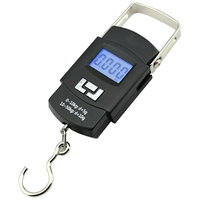 Cantar Electronic, Portabil, cu carlig de buzunar, Greutate maxima 50kg, Functie HOLD si masurare temperatura ambientala, Negru, OEM
