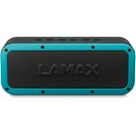 LAMAX Difuzor Bluetooth LAMAX Storm1, 40 W, baterie 6600 mAh, Bluetooth ver. 5.0, NFC, USB-C, Micro-SD, conector jack de 3,5 mm, impermeabil IP67, TWS, negru-turcoaz, LAMAX