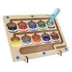 Joc Montessori Labirintul Galetilor cu bile, cifre si culori, cu suport, din lemn, Krista