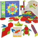 Montessori puzzle din lemn cu forme din lemn 155el., IMK