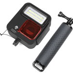 Carcasa waterproof 40m Shoot XT GP435 cu lampa LED si grip compatibila GoPro Hero 5/6/7, Shoot