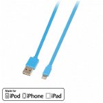 Cablu USB reversibil date + incarcare pentru iPhone 5/6 Lightning 1m Bleu, Lindy L31391
