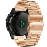 Curea ceas Smartwatch Garmin Fenix 7X / 6X / 5X Plus / 5X / 3 HR / 3, 26 mm Otel inoxidabil iUni Rose Gold, iUni