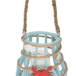 Suport pentru lumanare Crab, 14x26 cm, lemn/sticla, albastru deschis, Excellent Houseware