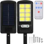 Lampa Solara 8COB 160 LED, Senzor de Miscare/Lumina, cu Telecomanda - Negru