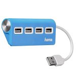 Hub USB HAMA, 4 porturi, albastru, HAMA