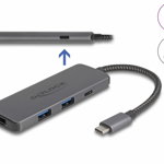 Docking station USB type C la HDMI 8K30Hz/Displayport/2xUSB-A/Gigabit LAN/micro SD+SD 100W, InLine IL33278B, InLine