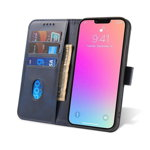 Husa Magnet Wallet Stand compatibila cu iPhone 14 Pro Blue, OEM