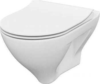 Set WC suspendat Cersanit Mille, CleanOn, capac duroplast slim, inchidere lenta, 36.5x51x36.5 cm, Alb, Cersanit
