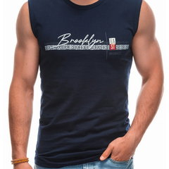 EDOTI, Tricou cu decolteu rotund si imprimeu text, Albastru pastel EDOTI, Tricou cu decolteu rotund si imprimeu text, Albastru pastel
