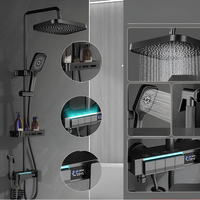 Coloana De Dus, Afisaj Temperatura Digital, Lumini LED, Fara Conectare La Curent Electric,Gri - Default Title, Smart Gadgets C&A