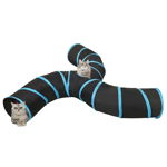 vidaXL Tunel pentru pisici 3 căi, negru și albastru, 25 cm, poliester, vidaXL