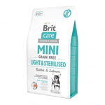 BRIT Care Mini Light & Sterilised, XS-S, Iepure, hrană uscată fără cereale câini sterilizați, 2Kg, Brit