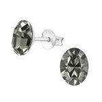 Cercei argint, Oval cu cristale Swarovski Black diamond, A4S38402