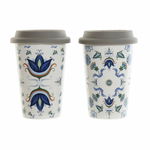 Cană tip Halbă DKD Home Decor Caramidă Albastru Alb Silicon Porțelan (400 ml) (2 pcs), DKD Home Decor