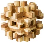 Joc logic IQ din lemn bambus Magic blocks puzzle 3D Fridolin, Fridolin