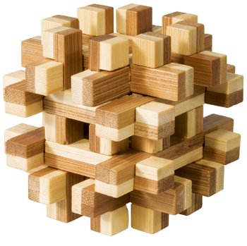 Joc logic IQ din lemn bambus Magic blocks puzzle 3D Fridolin, Fridolin