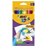 Creioane colorate BIC Aquacouleur, 12 buc/set, BIC