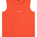 DKNY, Top din amestec de bumbac cu logo discret, Alb