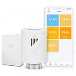 Starter kit Meross, robinet smart pentru calorifer cu termostat, hub inclus, compatibil Alexa, Google Home, IFTTT, EU