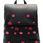 DESIGUAL, Rucsac de piele ecologica cu imprimeu floral, Rosu, Negru