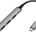Hub cu 4 porturi USB-C, LogiLink, Argintiu
