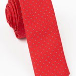 Cravata rosie cu picouri albe