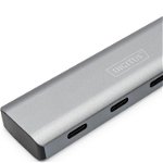 Cablu USB Digitus DIGITUS USB-C-Hub 4-Port 3.1->4xC3.1 integ. cablu argintiu, Digitus