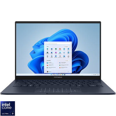 Laptop ASUS Zenbook 14 UX3405CA cu procesor Intel® Core™ Ultra 9 285H pana la 5.4GHz, 14'', 3K, OLED, 120Hz, 16GB LPDDR5X RAM, 1TB SSD, Intel® Arc™ Graphics, Windows 11 Pro, Ponder Blue