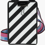 Off-White Grained-Leather Binder Vertical Phone Holder With Logoed Wov Black