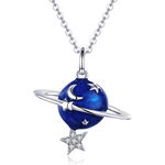 Colier din argint Silver Planet & Clear Star, EdenBoutique