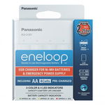 Incarcator Eneloop cu USB si booster, include 4 x AA R6 1900mAh, K-KJ87MCC40USB, Eneloop