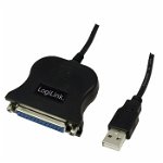 Cablu, LogiLink, USB, D-SUB, 25 pini, Negru