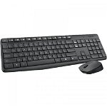 Kit Wireless Logitech MK235 - Tastatura USB Black + Mouse Optic USB Black-Grey, Logitech