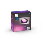 Spot LED RGB incastrat Hue Centura, Bluetooth, GU10, 5.7W, 350 lm, lumina alba si color (2000-6500K), IP20, 9cm, Argintiu, Philips