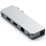 Hub Usb Satechi Pro Hub Mini din aluminiu 1x USB4 96W, 1x HDMI 6K 60Hz, 2 x USB-A 3.0, 1x Ethernet, 1x USB-C, 1x Audio (Argintiu), Satechi