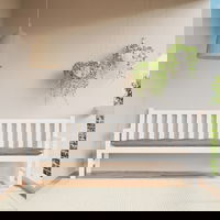 Perna banca de gradina vidaXL, gri taupe, 200x50x7 cm, material oxford, 1.97 kg