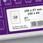 Etichete autoadezive A4, 105 x 57 mm, 10 etichete / coala A4, 1 top, 100 coli/top
